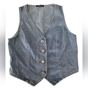 Emerson Lang Women's Denim Vest V Neck Size Small